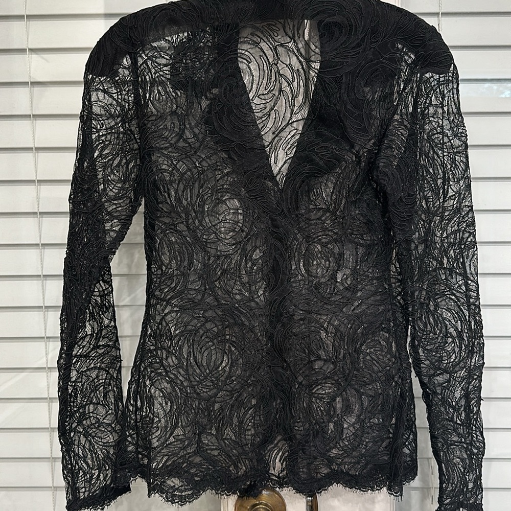 Black Lace Fitted Jacket - image 2